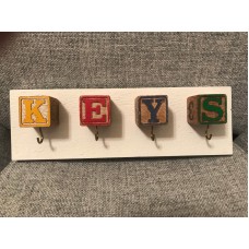 Handmade Key Holder Hanger Repurposed Pallet Wood and Alphabet Blocks With Hooks   183366857188